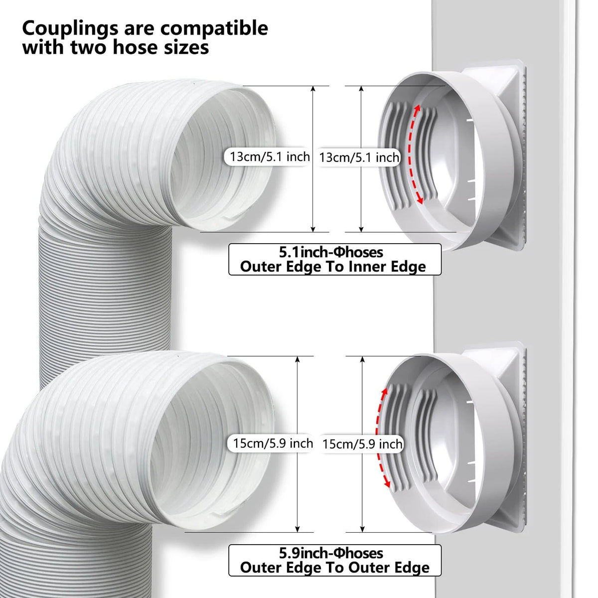 Gulrear 95"Sliding Max Height 95" with Φ 5.1" Hose+Universal Coupler, White