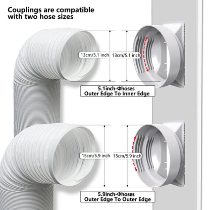 Gulrear 95"Sliding Max Height 95" with Φ 5.1" Hose+Universal Coupler, White