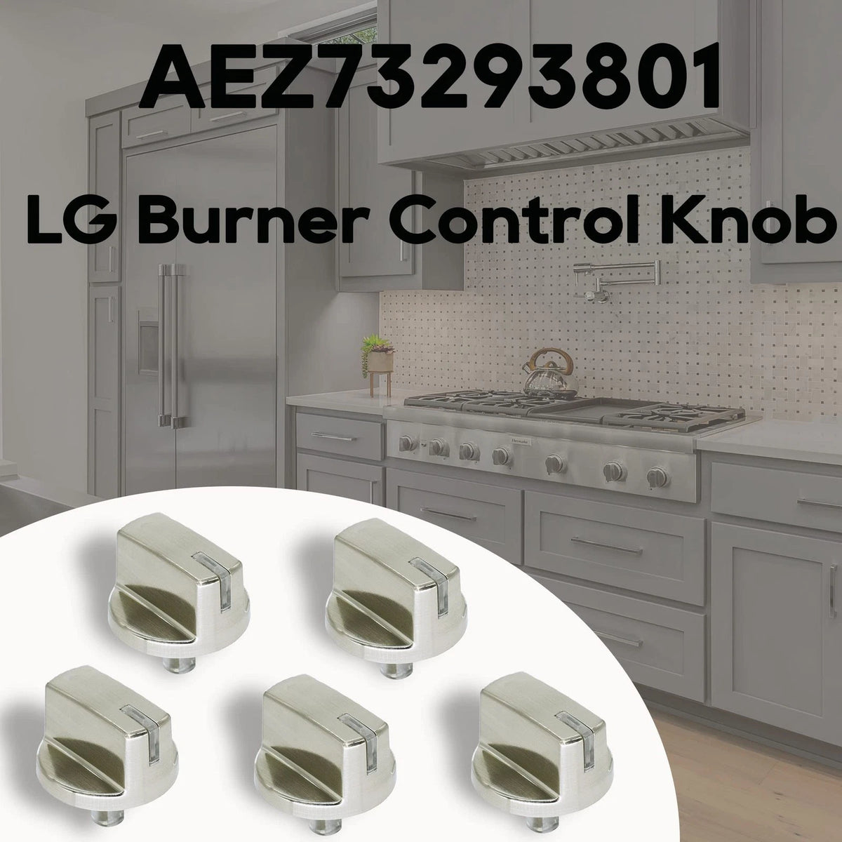 5 Pack AEZ73293801 Burner Control Knob Assembly Replacement, Silver