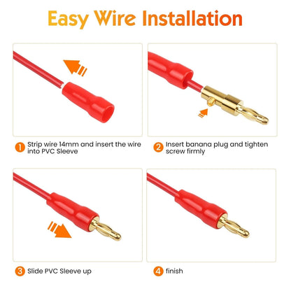 4 mm Gold Plated Open Screw Type Speaker Connector Banana Plugs,12