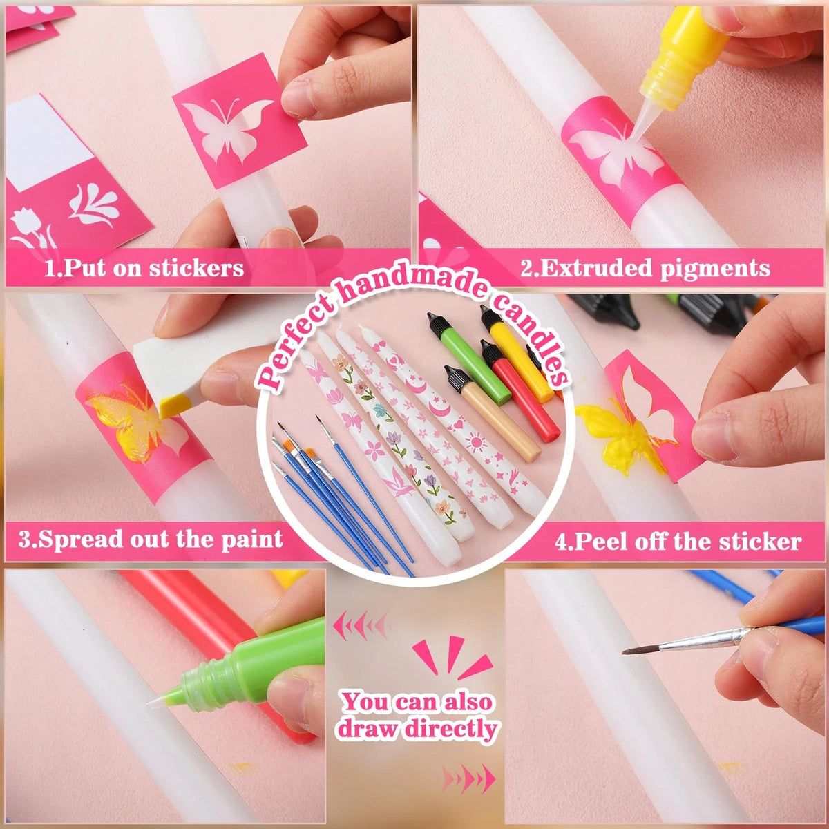 Treela 42 Pcs DIY Candle Painting Kit Include 6.3 x 12.2 x 2.87 inches, Cone