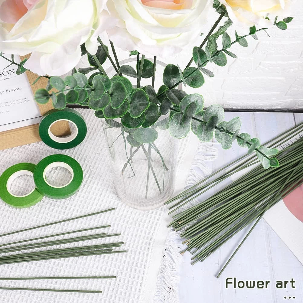 60 Pack Floral Stems Wire for Paper Flower 2 Gauge 2 Green, Green