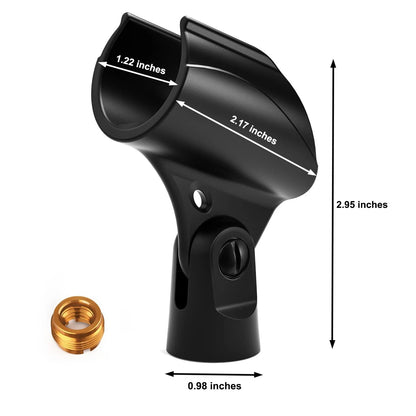 Moukey Microphone Mic Clip Holder for Stand with 5/8" Male Normal, Black