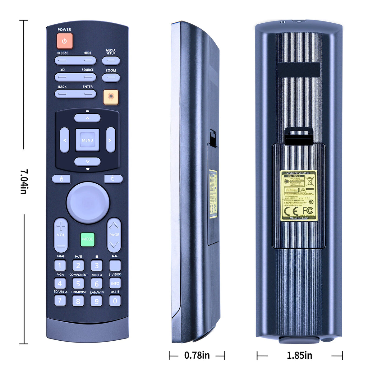 A-38110 Remote Control For ACER Projectors D1P0919, D1P1334, D1P1504, DNX0916