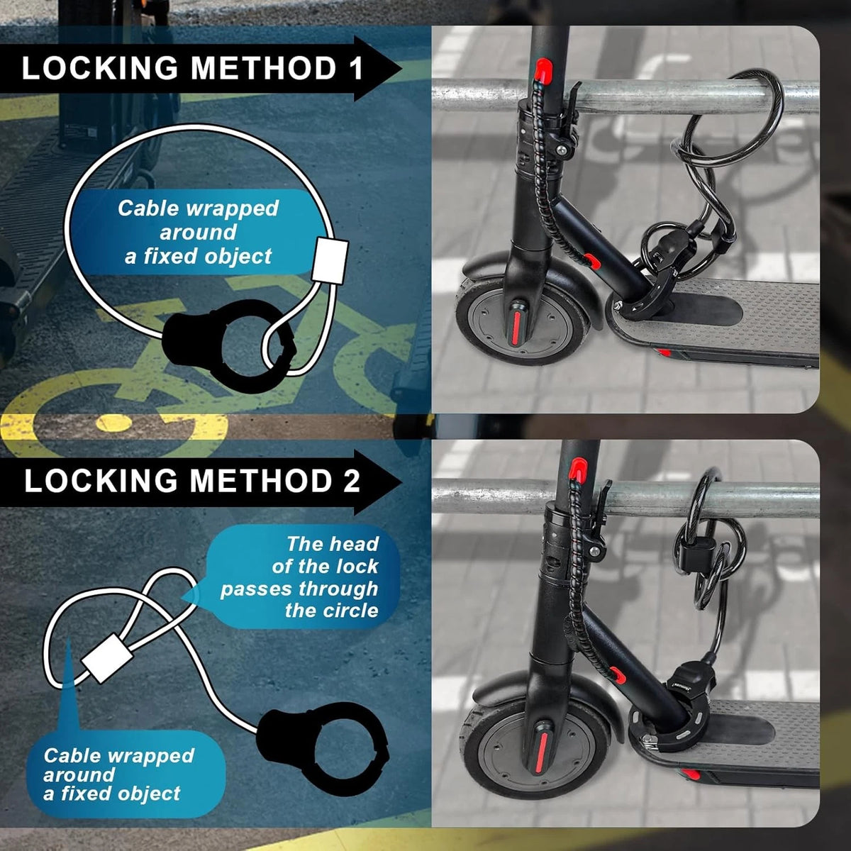 Electric Scooter Lock, Anti-Theft Cable Lock with Key, 39.37inch