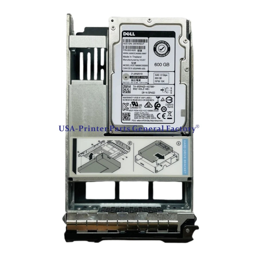 Compatible DELL 600GB 5PNGD15K SAS W/Tray 3.5" 12Gbs HDD For R510 R730 R720 R710