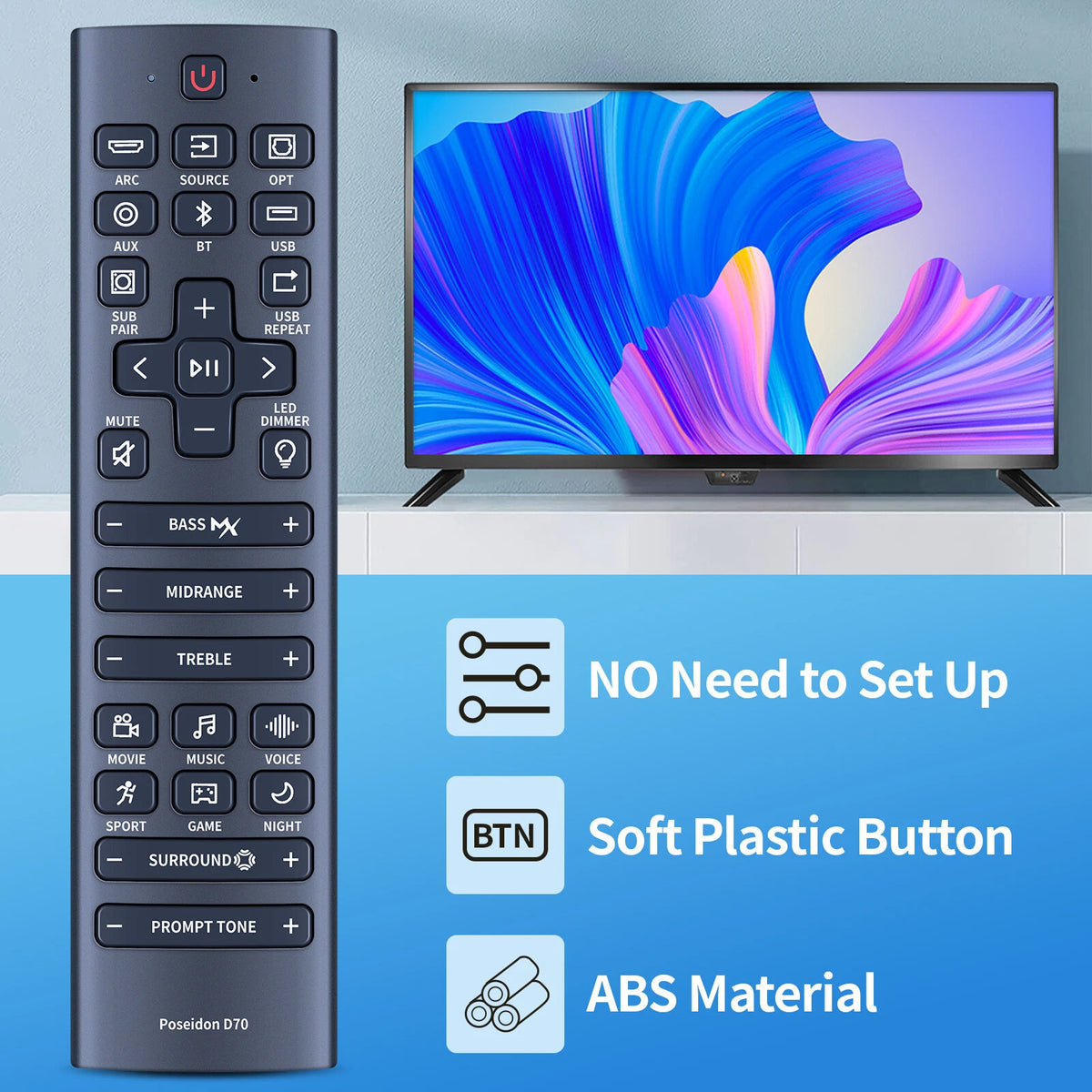 Generic Replacement For Ultimea Poseidon D70 7.1 Surround Sound System Remote