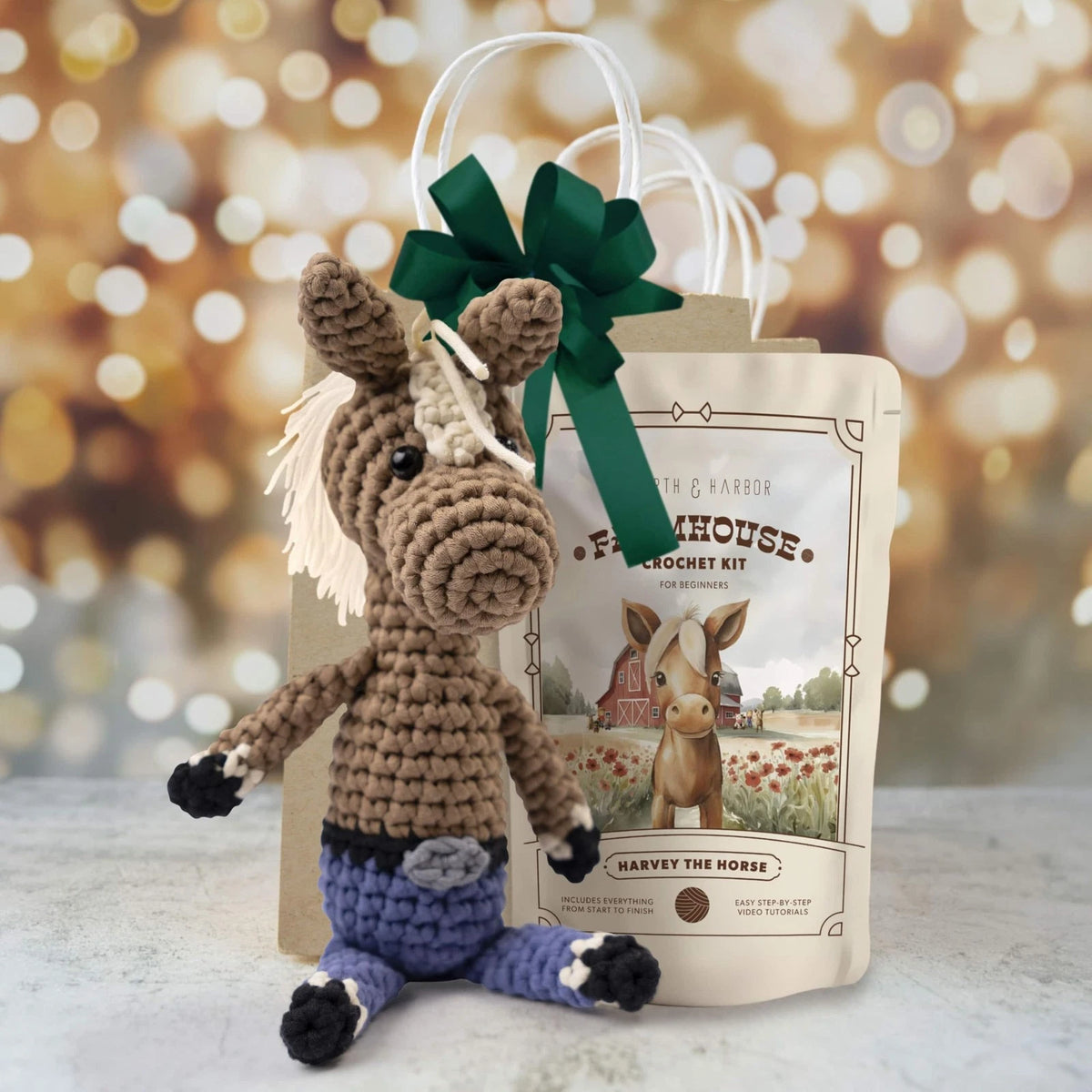 Amigurumi Crochet Kit for Beginners Adults and Kids, Small, Harvey the Horse