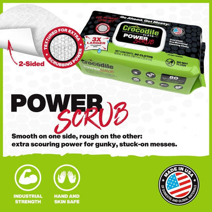Crocodile Cloth PowerSCRUB Cleaning Wipes – 80 80 Count (Pack of 1), White