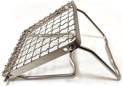 TreGoo Camp Grill with Foldable Legs-304 Stainless Steel Grate Silver