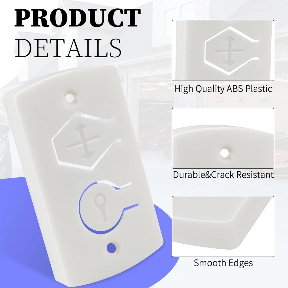 White Two Button Cover Plate, Opener Wall Control for Wayne