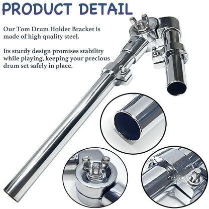 Tceapoo 2Pcs Tom Drum Holder Bracket, Percussion Stand Mount Silver