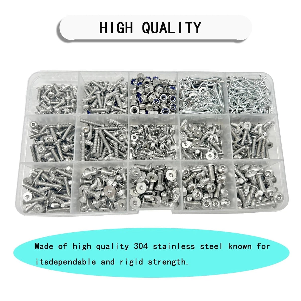 1010PCS Universal RC Screw Kit Screws Assortment Set 304 M3, M4, Silver