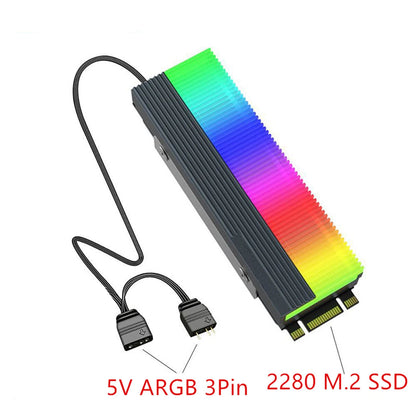 4 Pin + 5V 3 Pin(ARGB) SSD Heatsink Cooler Radiator For M.2 2280 SSD Hard Disk
