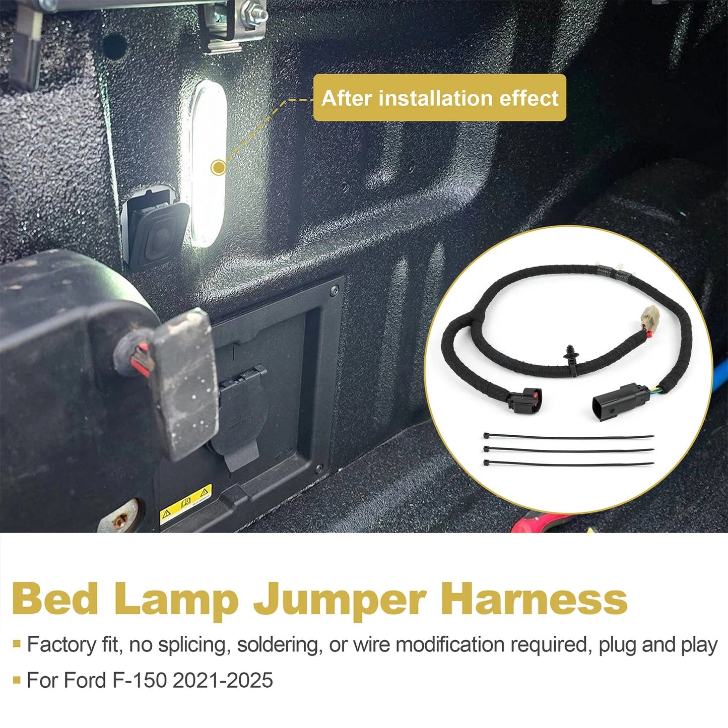 Truck Bed Light Jumper Harness For Ford F-150 2021-2025 ML3Z-14A411-F