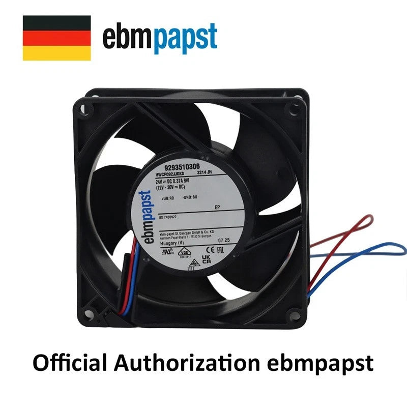 Ebmpapst 3214JH Axial Fan DC 24V 9.0W 0.38A 92*92*38MM 86CFM Square Cooling Fan