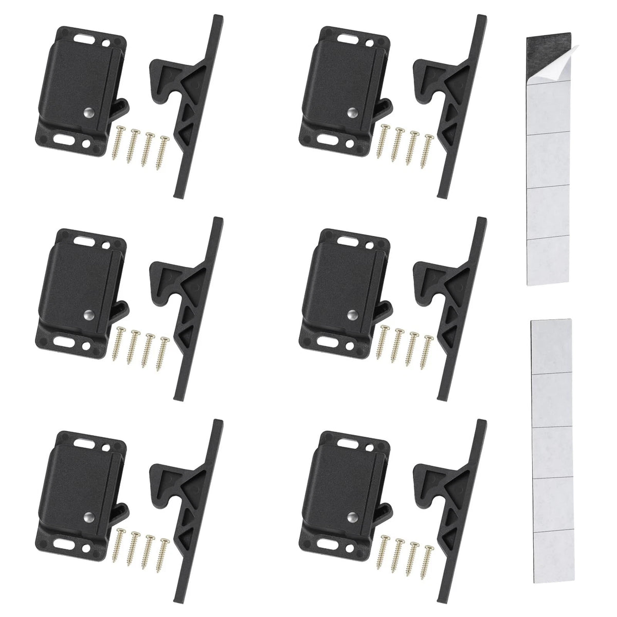 RV Drawer Latches and Catches, 6 Pack Cabinet Door Black