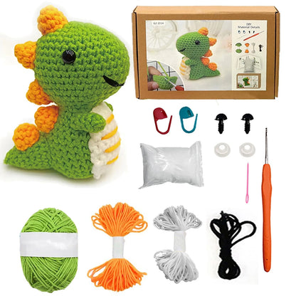 Kaaper Crochet Kit for Beginners Adults, Learn to Small, Green Dinosaur