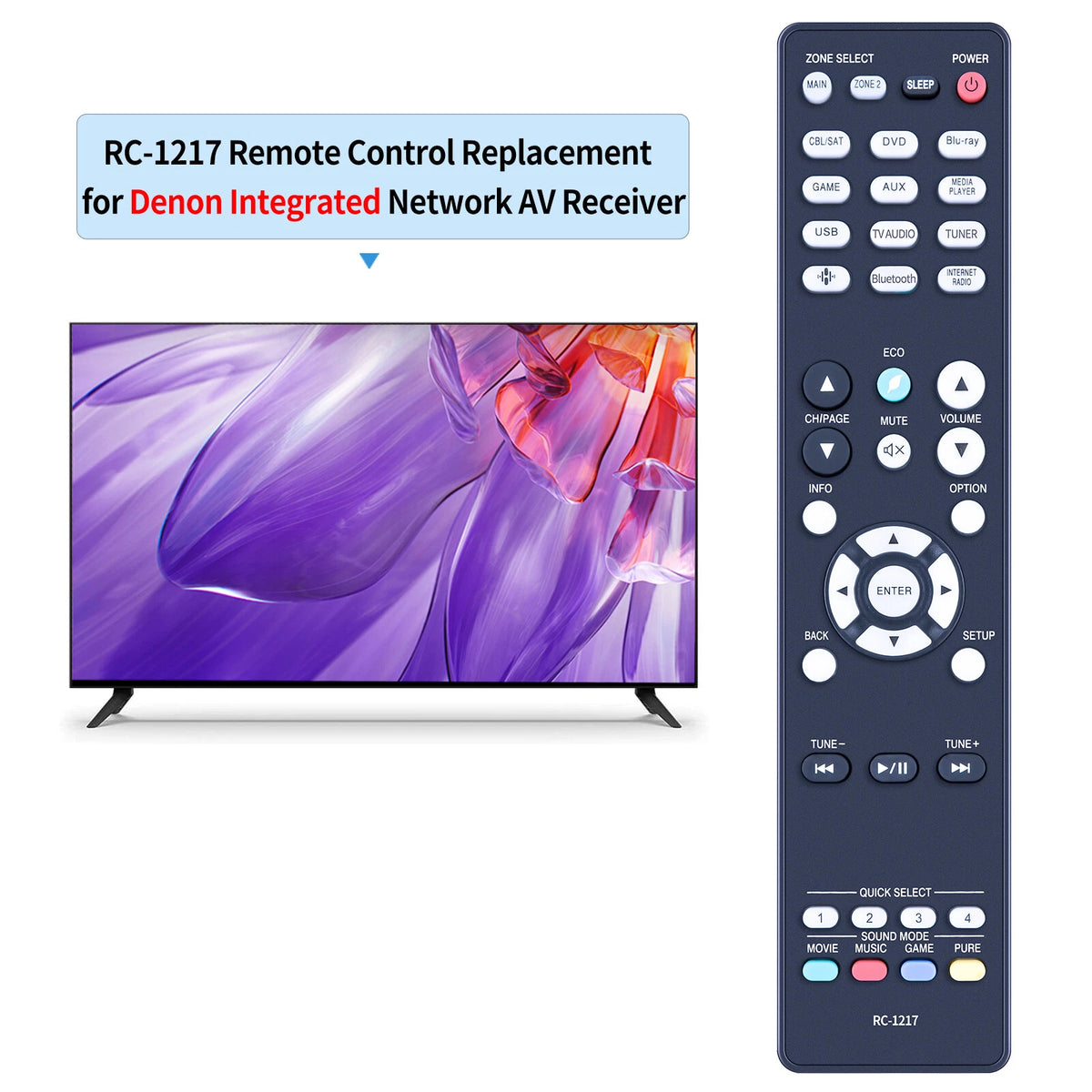 RC-1217 Remote Control For Denon AV receiver AVRS730H AVR-S730H AVRX1400H