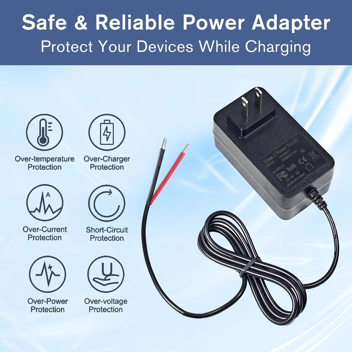 19V AC/DC Adapter Power Cord Supply Plug for MKS-1902000H, Black