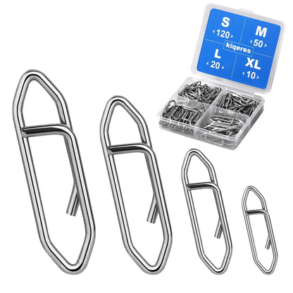Kiqeres 200 Pcs Fishing Power Speed Clips (S:120, M:50, L:20, XL:10), Silver