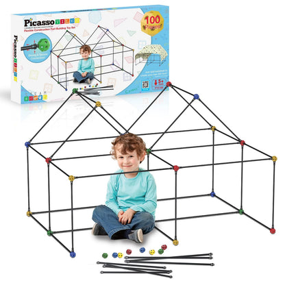 PicassoTiles Kids Fort 23*12.75*2in, Multi-purpose and Tunnel Structure