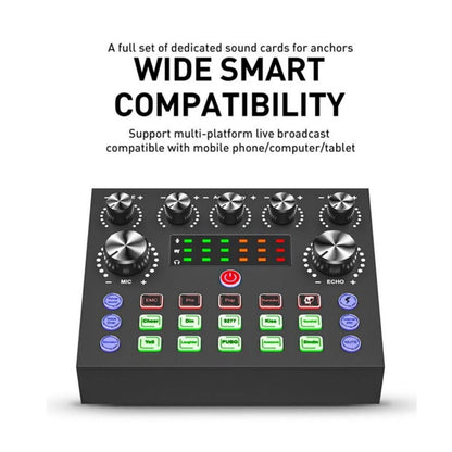 Multi-function V8S Sound Card W/Rich Sound Effect Live Broadcast Audio Equipment