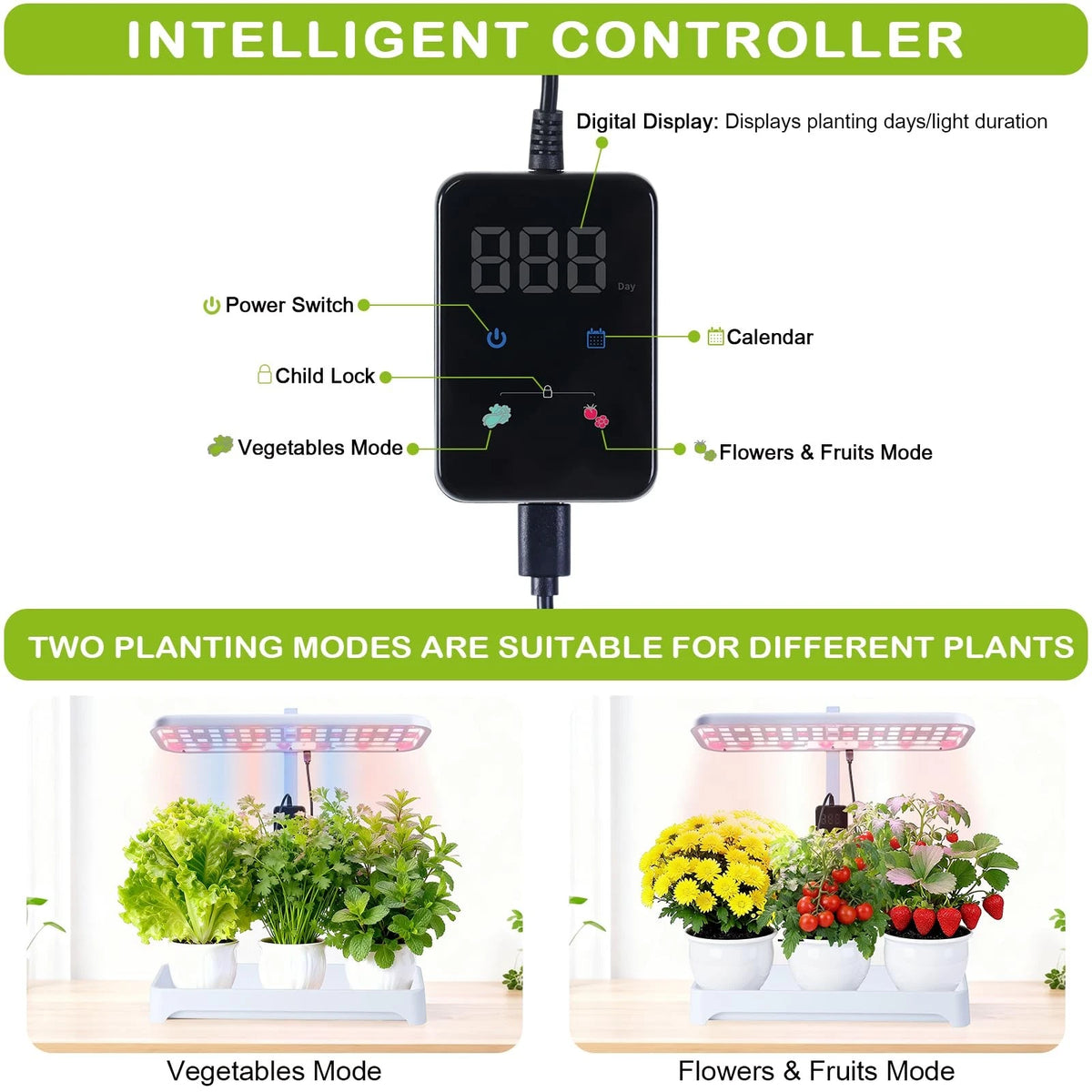 Indoor Herb Garden with Grow Light, Full Spectrum LED 16.5*6.5*4 inch, White
