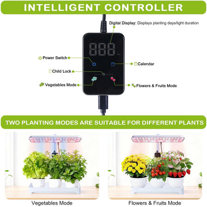Indoor Herb Garden with Grow Light, Full Spectrum LED 16.5*6.5*4 inch, White