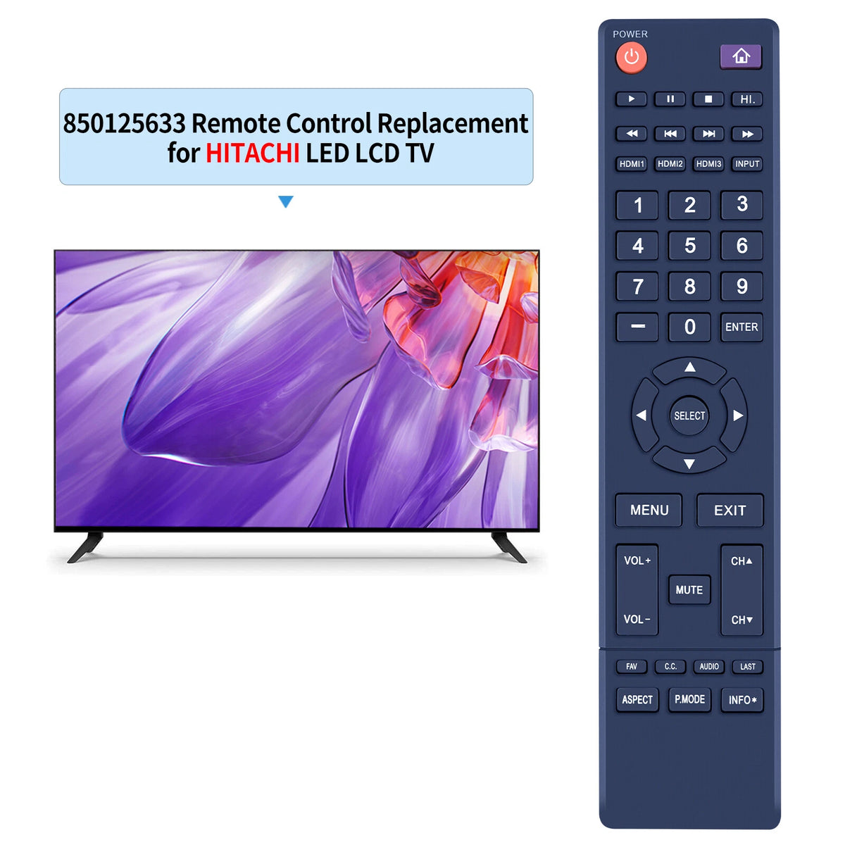 Remote Control For Hitachi TV LE32E6R9 LE50A6R9A LE32A509 LE39A309 LE43A509