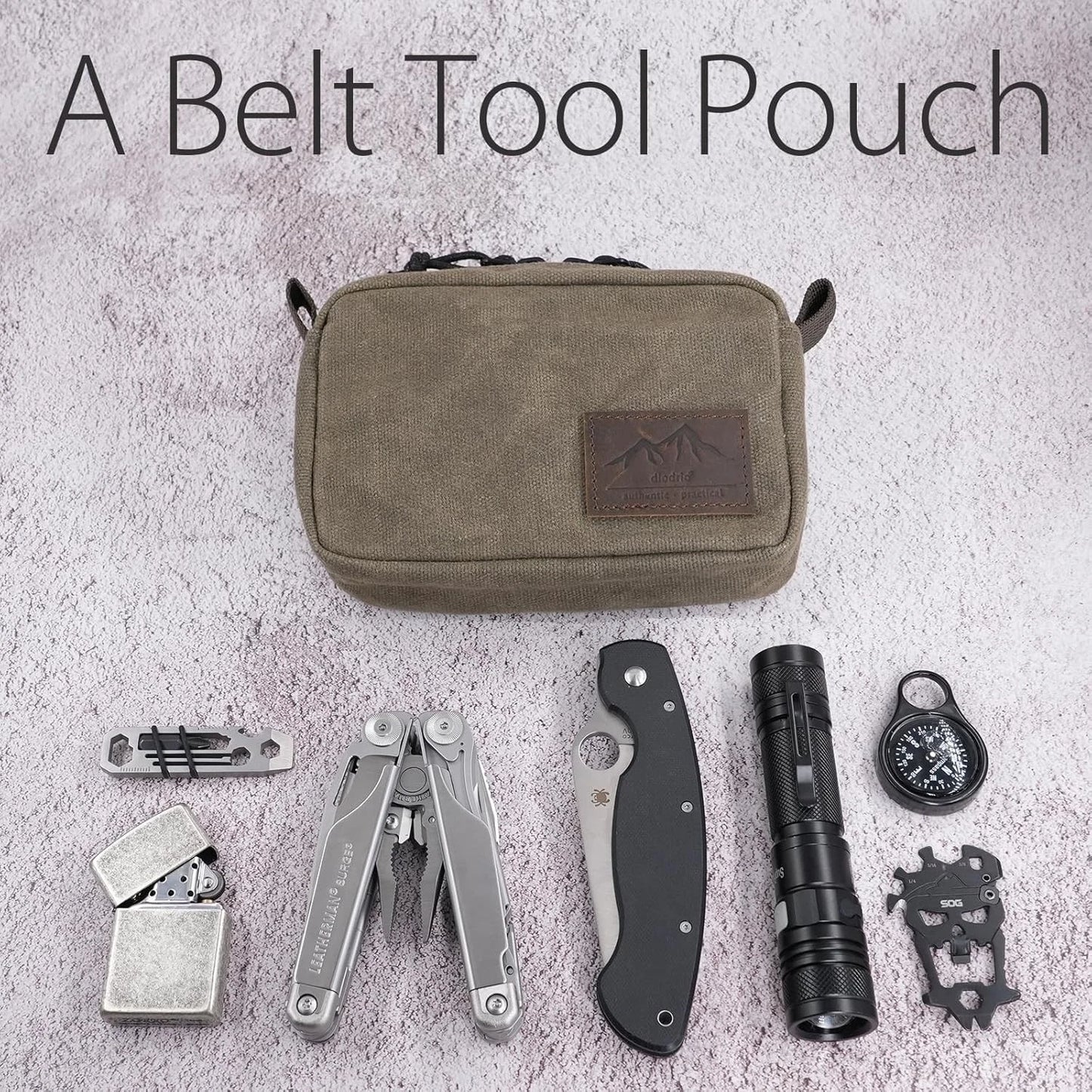 diodrio Belt Pouch for Men Women YKK Zippers EDC Pouch, Bag Waist Olive