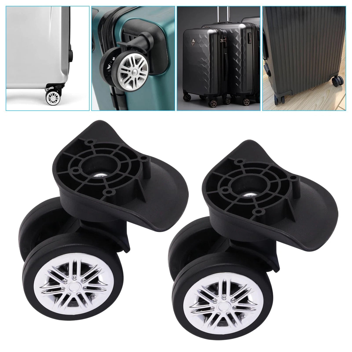 ZHMEINA Luggage Wheels Replacement Kit, Suitcase 2pcs, Black