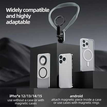 TELESIN Magnetic Neck Mount for Phones, Cell Medium Size, Gray