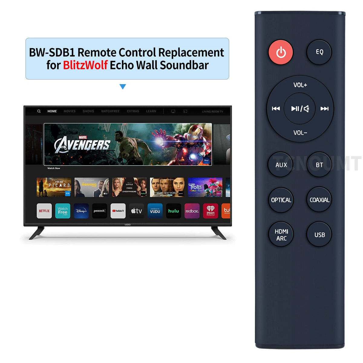 BW-SDB1 Remote Control For BlitzWolf Echo Wall Soundbar BWSDB1