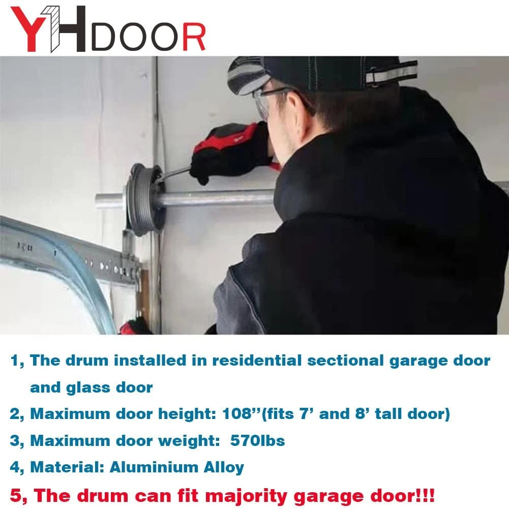 Garage Door Cable Drums Replacement Up to 8 feet High Doors 8 Feet, Silver