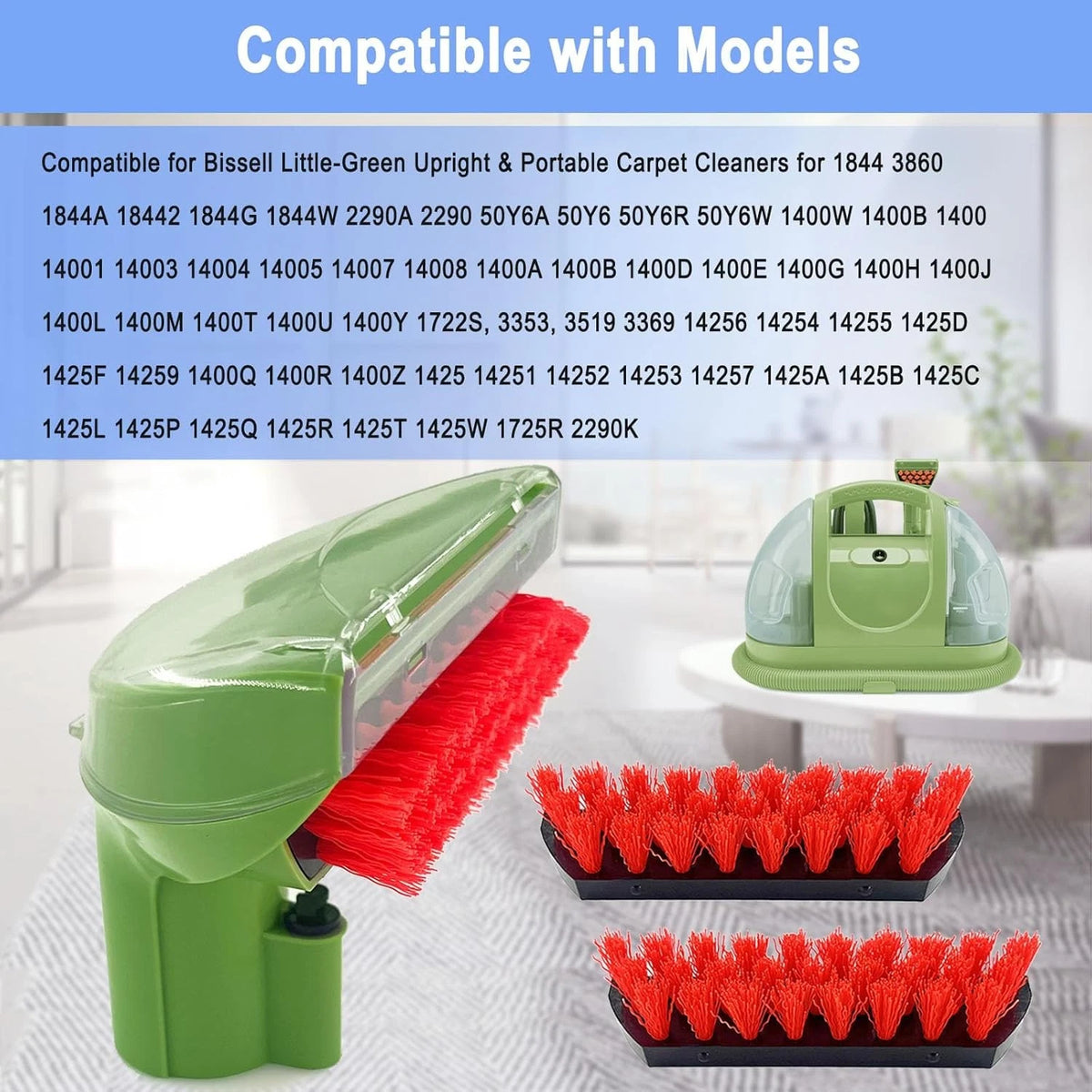 Upgraded 1400B Little Green Machine Brush Replacement for 1+2 Pack