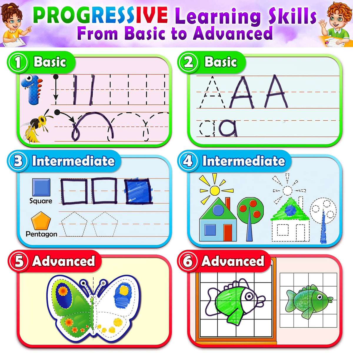 Curious 2 Learn Hardcover Preschool Activity Workbook for Kids Medium, Pink