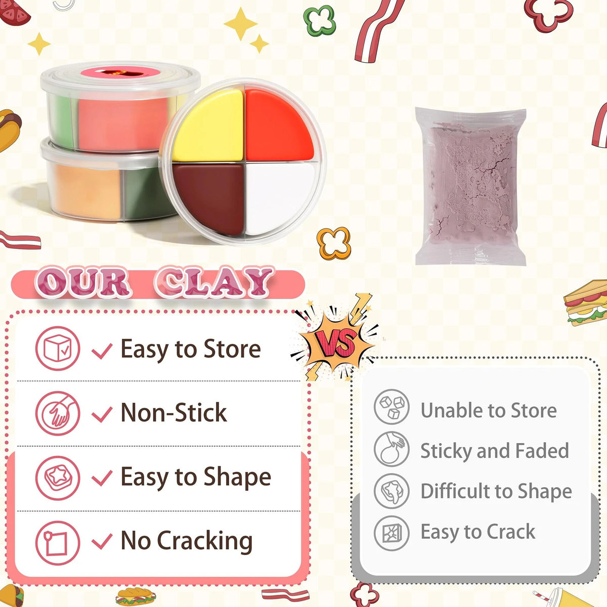 Air Dry Clay Kit - Food Toy Theme, Modeling for Kids, DIY Theme