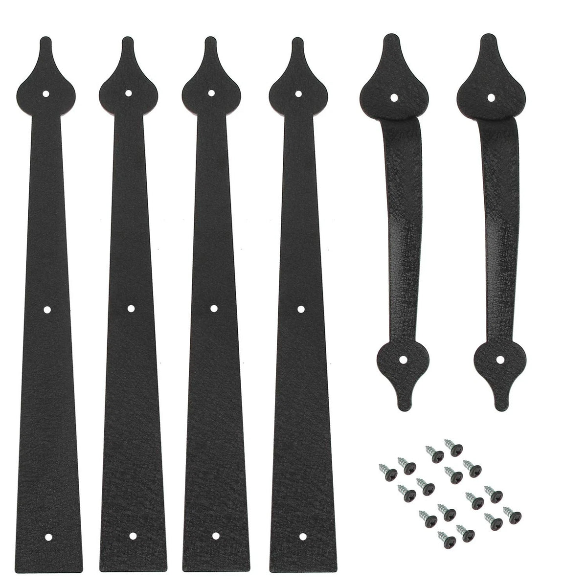 Homode Decorative Garage Door Hinges Handles, Faux 4 Hinges+2 Black