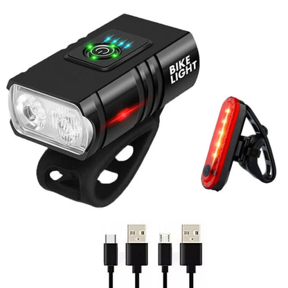 1000LM USB Bike Lamp Set Aluminum Alloy Front and Rear IPX5 Waterproof 6 Modes