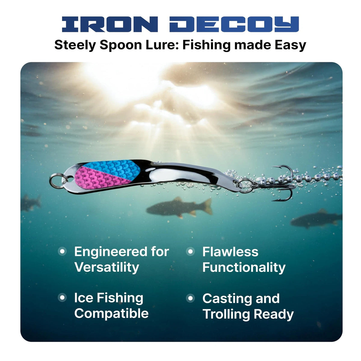 IRON DECOY Spoon Fishing Lures, 3 Pack Lures Kit, 2", Trout, 1/10 oz
