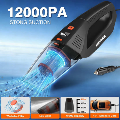 Car Cleaning Kit 19Pcs, Interior 19PCS with Corded Vacuum, Orange