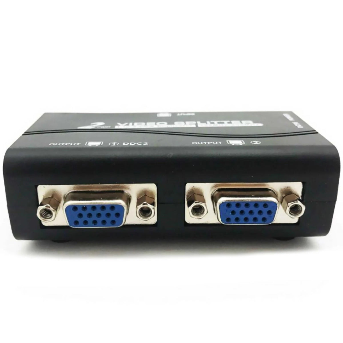 1 PC to 2 Monitor 2 Port VGA SVGA Video LCD Splitter Box Adapter w/ Power Cable