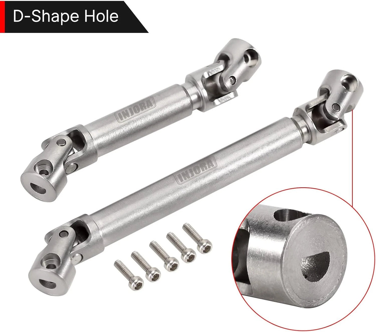 INJORA Center Drive Shaft Stainless Steel D-Shaped Hole for...