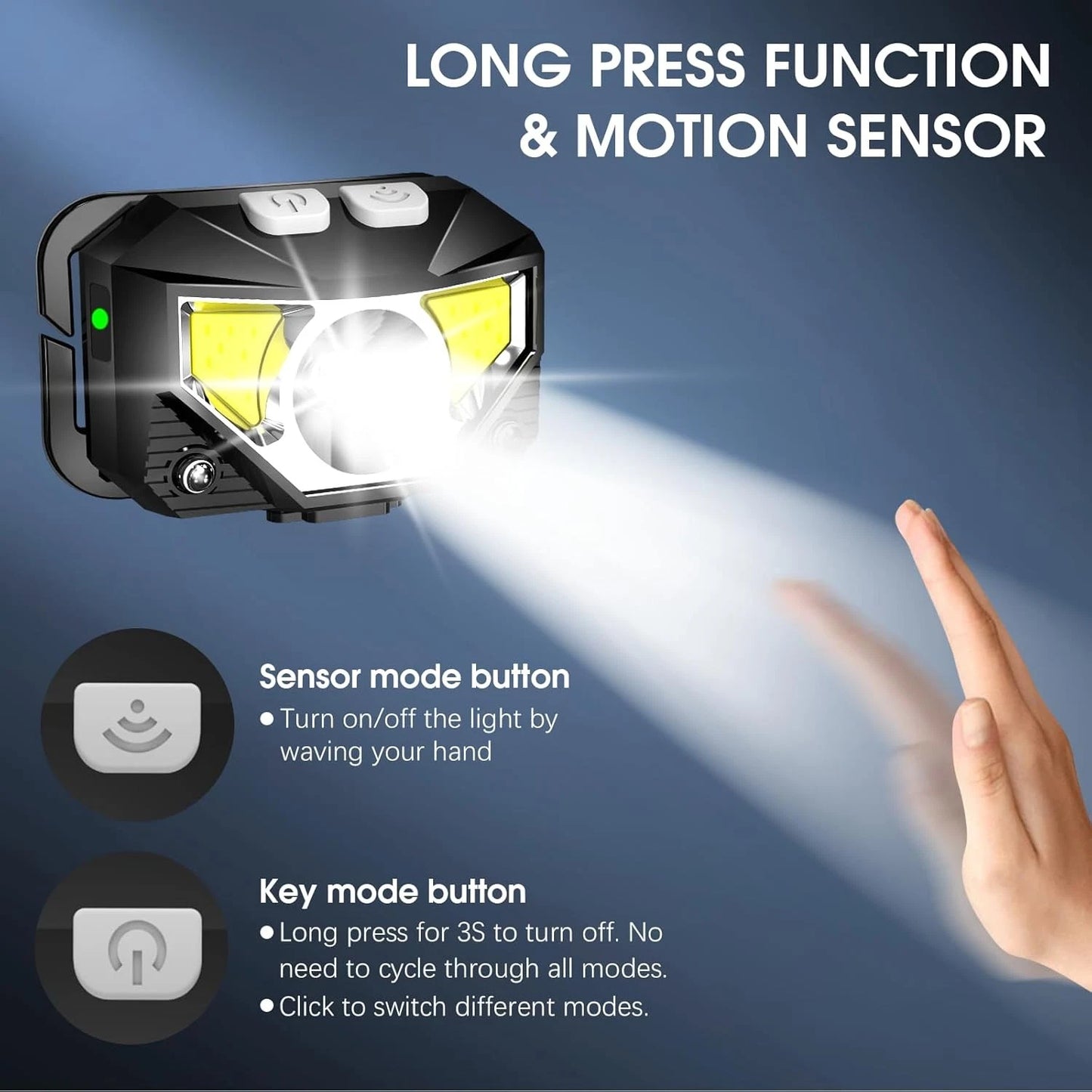 LHKNL Headlamp Flashlight, Lumen Ultra-Light Bright LED 2 Packs, Black