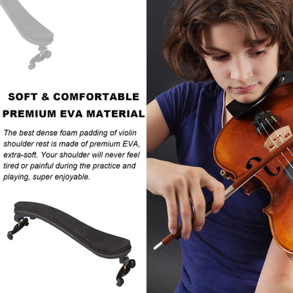 JUNYVIO Violin Shoulder Rest for 1/2 Size, Collapsible and Height Classic