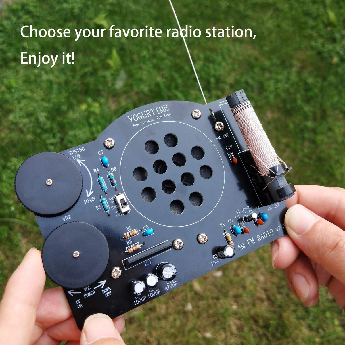 AM FM Radio Kit Soldering Project for Learning Practicing Black-black