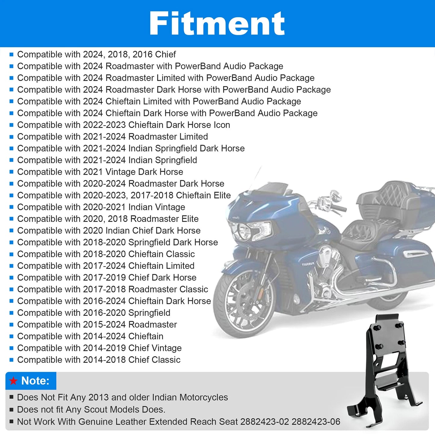 Driver Rider Backrest Mount Bracket For Indian Chieftain Chief