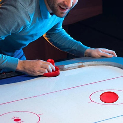 1 Set Mini Air Hockey Pushers and Pucks Great Goal Handles Red