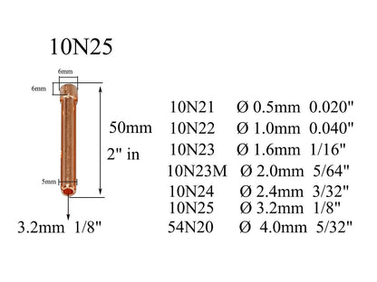 RIVERWELD TIG Gas Lens Collet Bodies Jumbo Large Diameter 1/8" 3.2mm, Golden